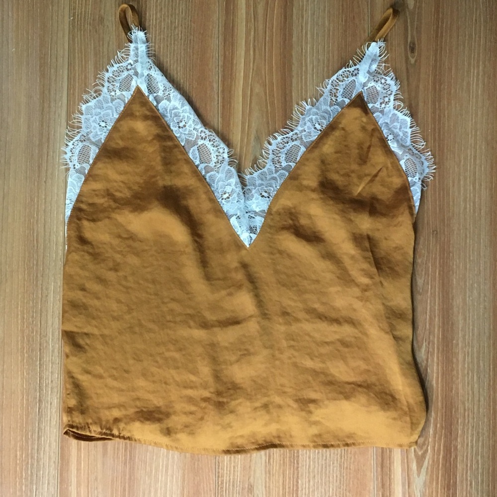 Urban Outfitters Mustard Yellow Satin Lace Cami XS - Picture 11 of 11